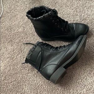 Black combat boots